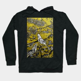 Australian Bird Woodcut 2 (Pale Olive) Hoodie